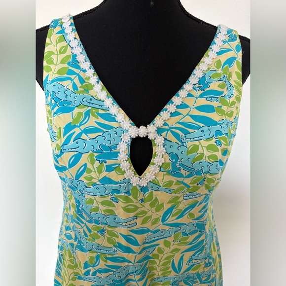 Vintage 90s Lilly Pulitzer Mimosa The Everglades Alligator Shift Dress - Size 8 - Picture 4 of 4